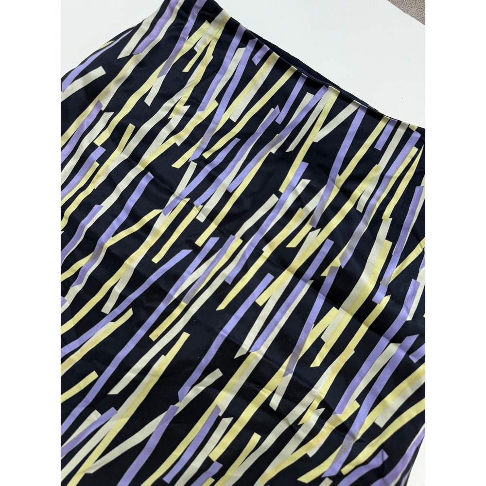 Anne Klein Silk Skirt Size 4 Black Yellow Purple Abstract Print Career‎ Party